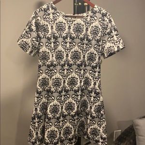 Damask style print dress.